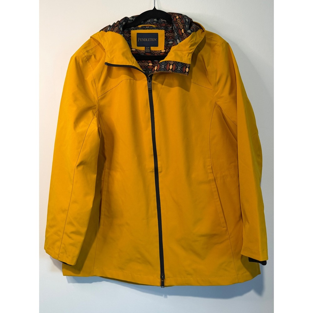 Pendleton Mustard Yellow Hooded Rain Jacket XL Southwestern Lining CW340
